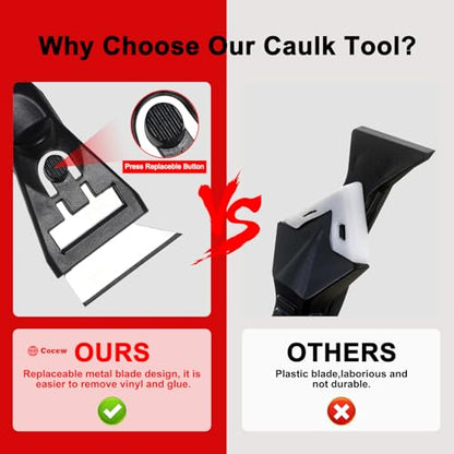 Silicone Caulking Tool Kit, Caulk Remover Tool, Putty Knife Scraper, 3 Glass Glue Corner Scrapers, Grout Removal Tool with Stainless Steel Head for Kitchen Bathroom and Window - style: Caulk Remover Tool