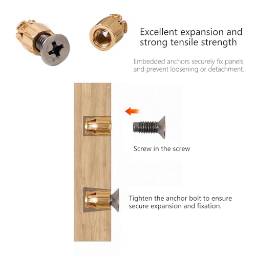 Durable and Robust 6mm Expansion Metal Hinge Dowel Inserts with Screws–Door Hinge Repair Kit for Secure Cabinet Door Fastening,Pack of 50