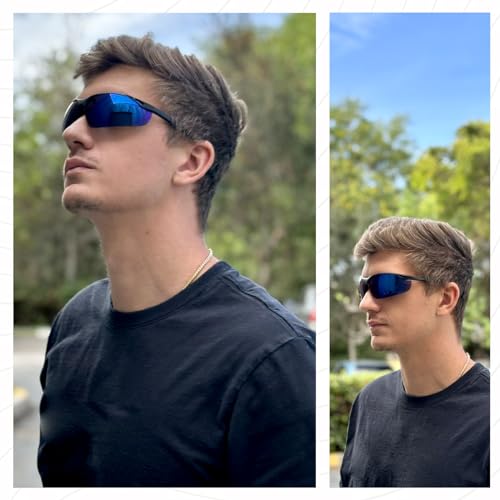 Calabria 91348 3 Pack Bulk Bifocal Reading Safety Glasses +1.50 Blue Mirror Men Women Wraparound Eye Protection Shatterproof - color: Blue Mirror (3 Pack)