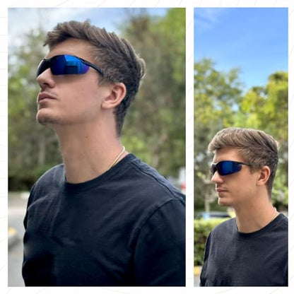 Calabria 91348 3 Pack Bulk Bifocal Reading Safety Glasses +1.50 Blue Mirror Men Women Wraparound Eye Protection Shatterproof - color: Blue Mirror (3 Pack)