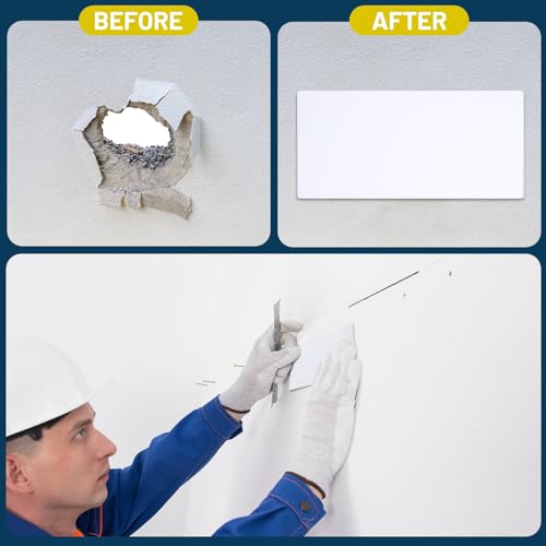 6 Pcs 5 x 3 Inch Flat Blank Plate Wall Hole Covers Ceiling Covers Plate with 48 Pcs Double Faced Adhesive Tape for Floor or Wall(5 x 3 Inch)