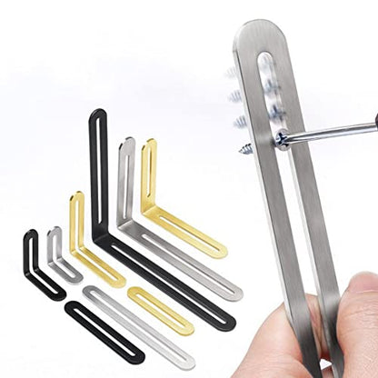 10 Pcs Metal Connector Slideable Slotted Brackets, Adjustable Flat Plate with Slot Mounting Bracket for Timber Wood Furniture Motor PC Case Holder Motor Shelf Adjustable Flat Mending Platese