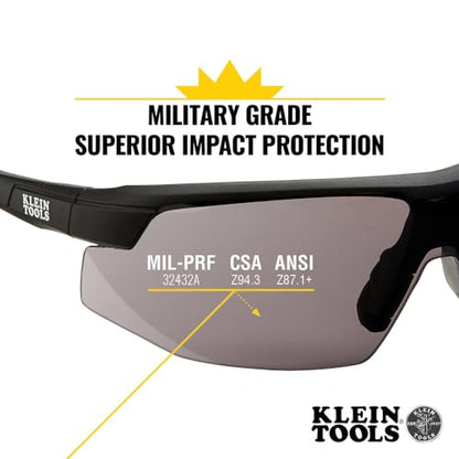 KLEIN TOOLS 60160 Safety Glasses, PPE Protective Eyewear with Semi Frame, Scratch Resistant and Anti-Fog, Gray Lens - color: Gray Lens, size: Single