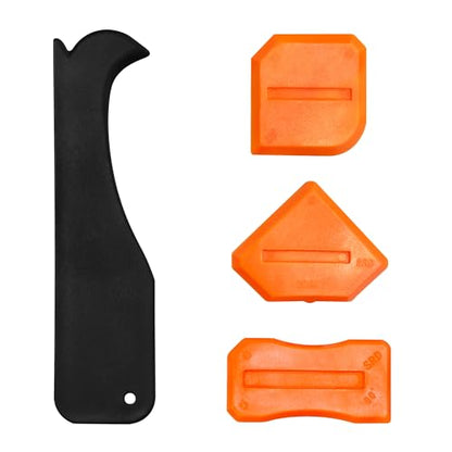 Quacc 4 PCS Caulking Tool Set, Reusable Sealant Grout Finishing Tools Caulk Removal Applicator for Kitchen, Bathroom, Window, Floor, Sink Joint - Orange