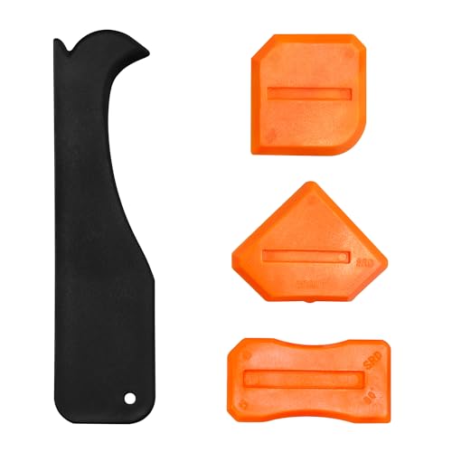 Quacc 4 PCS Caulking Tool Set, Reusable Sealant Grout Finishing Tools Caulk Removal Applicator for Kitchen, Bathroom, Window, Floor, Sink Joint - Orange