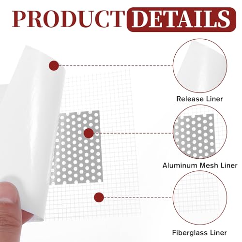 13 Pack Drywall Repair Patch, 2 Inch Drywall Repair Kit Patch with Extended Self-Adhesive Mesh, Dry Wall Patches Kits for Holes, Comes with Scraper and Sandpapers