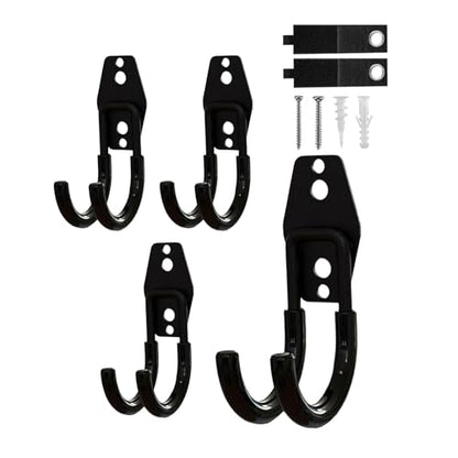 4 Pack Garage Hooks Heavy Duty, Steel Utility Ladder Hooks for Hanging Tools,Bikes, Hoses and Ropes - Wall Mount Organizer with Anti-Slip Coating（2.8in） - size: 2.8in