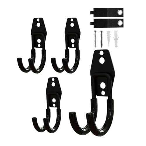 4 Pack Garage Hooks Heavy Duty, Steel Utility Ladder Hooks for Hanging Tools,Bikes, Hoses and Ropes - Wall Mount Organizer with Anti-Slip Coating（2.8in） - size: 2.8in