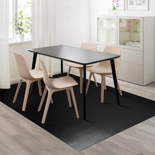Vinyl Floor Mat for Home, Black Waterproof Area Mat for Under Dining Room Table, Sturdy Plastic Rug Protector for Kitchen, Living Room, Yard, Garage, Large Baby Play Mat (8'×12') - color: Black, size: 8' x 12' (Rectangular)