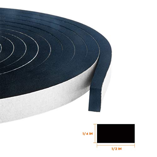 Neoprene Weather Strip with Adhesive, 1/2" x 1/4", High Resilience Door & Window Seal for Gaps & Cracks, 26 Feet (2 Rolls x 13ft) - size: 1/2in * 1/4in * 26FT