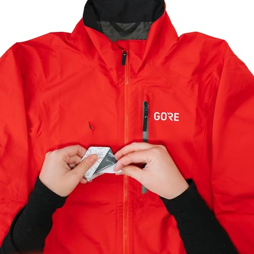 GEAR AID Tenacious Tape Gore-TEX Fabric Patches for Waterproof Jacket & Rain Gear Repair, Black, 2.5” x 2.8” Hex & 2.5” x 4” Rectangle, 4 Patches - size: 4 Patches (2 Hex & 2 Rectangle)