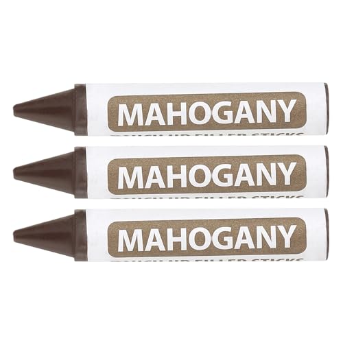 PATIKIL Furniture Markers Touch Up, 3Pcs Wax Wood Filler Sticks Furniture Repair Crayons for Scratches Wood Floor Holes Tables, Mahogany - color: Brown