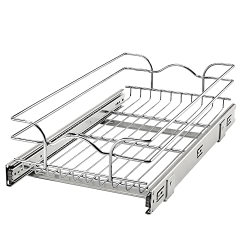 Rev-A-Shelf Pullout Kitchen Cabinet Drawer and Rolling Organizer Cabinet Pantry Storage Basket in Multiple Sizes, 12 x 22 in, 5WB1-1222CR-1 - size: 12" W X 22"d, style: Single Tier