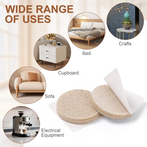 Felt Furniture Pads 114 PCS, 7 Sizes, Felt Pads for Chair Legs, Suitable for Round and Square Chair Legs, to Prevent Scratches, Reduce Noise and Protect the Floor (Beige) - size: 114PCS-Beige
