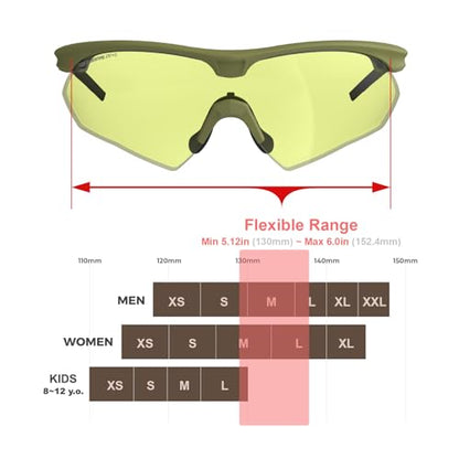 HTS HUNTERSKY S53 anti fog Tactical Shooting Range Safety Glasses Ballistic eye protection Hunting Airsoft Riding Pickleball - color: S53 Green / Yellow