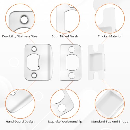 2 Sets Door Latch Strike Plates Restorer, Standard Door Latch Opening Reinforcement Striker Plates Hardware Repair Kit with Backing Sub-Plates for Home Office Store Exterior Internal Door Repair Fix