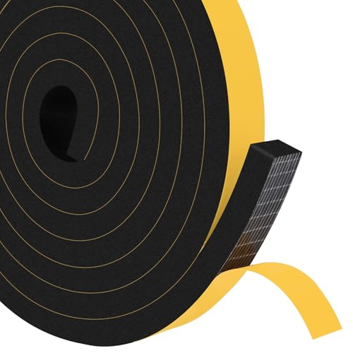 CR Foam Door Weather Stripping, 1 in x 1/2 in x 10Ft Black Foam Weather Strip, Thick Wide Strip for Local Medium-Large Gap Sealing - color: Black, size: 1 In x 1/2 In x 10Ft