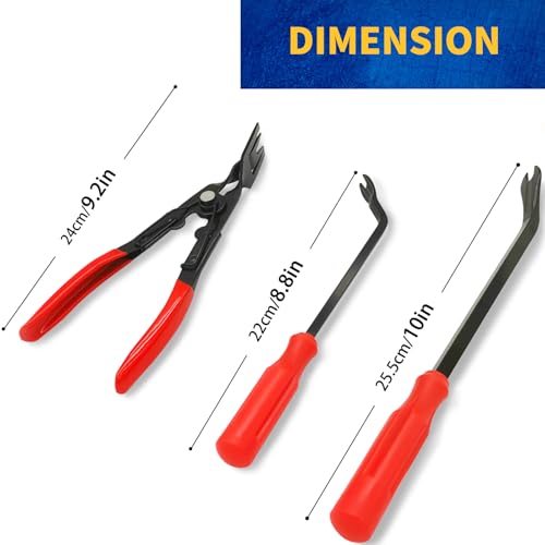 EldHus Clip Pliers Trim Removal Tools - 3 Pack Car Removal Tool Set to Remove Rivets Fasteners Push Pins, Clips Puller Kit for Door Dash Dashboard Panel Body Repair Tools, Red - color: red
