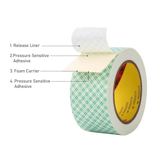 3M Double Sided Foam Tape 2.0"×10Ft 1 Pack White Double Coated Urethane Strong Adhesion Polyurethane Tape for Bonding Attaching Mounting Interior Signage Nameplates DIY Card - size: 2" x 10Ft