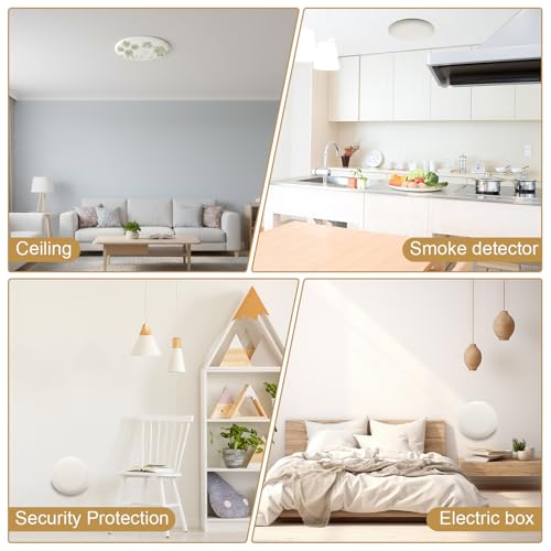 Relaxweex 6 Pack Ceiling Cover Plate, 5.4 Inch White Round Electrical Box Cover for 3-1/2 or 4 Octagonal Junction Box, Screw-in Invisible Mount, Conceals Ceiling Holes Unused Outlets