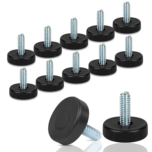 1/4" Thread Furniture Feet Levelers, 12 PCS Adjustable Furniture Feet Threaded Screw in, Leveling Feet Screw On Furniture Glide Leveling for Table, Cabinets, Chairs, Stool Legs - size: 1/4"-20
