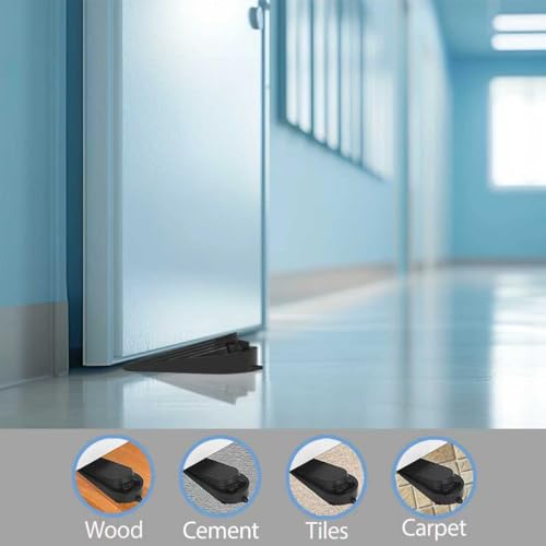 Heavy Duty Door Stopper, Stainless Steel and Rubber, Spring-Loaded Adjustable Design, Non-Slip Metal Wedge for Home and Office (4)