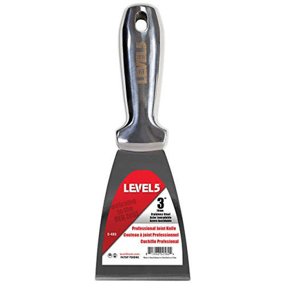 3" All Stainless Steel Joint Knife - LEVEL5 | Professional Grade Putty Blade, Premium Polished All-Metal, Precision Ground Edge, Ergonomic, Corrosion Resistant | 5-403 - size: 3-Inch