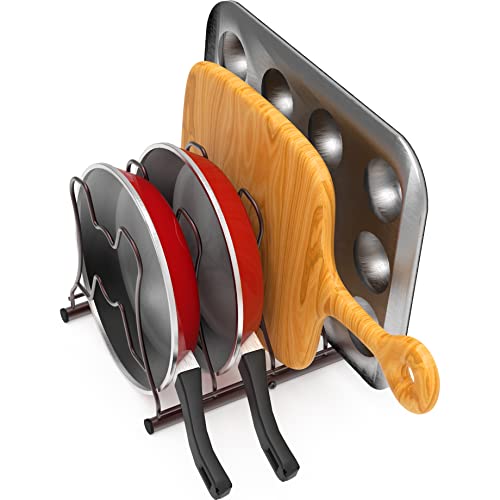 Simple Houseware Cabinet Pantry Pot and Pan Organizer Holder Rack, Bronze - color: Bronze