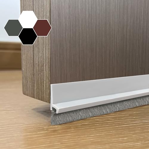 Door Sweep for Bottom of Door, Integrated Bottom Door Draft Stopper with Brush, Self-Adhesive Under Door Seal for Dust/Noise/Hot or Cold Air Insulation, White 39.37" L/1" W - color: 25-white