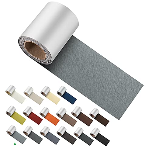 ILOFRI Leather Patch Tape, Vinyl Repair Kit 3 x 60 Inches Leather Repair Patch for Furniture, Couch, Sofas, Car Seats, Office Chairs, Interior - Light Gray - color: Light Gray, size: 3x60 inch