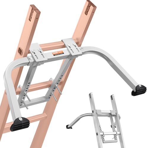 VEVOR Ladder Stabilizer, Heavy Duty Steel Ladder Roof Hook, Ladder Stabilizer with Wing Span/Wall Extension Accessory, Stable Ladder Standoff Arms for Roof Gutter with Anti-Slip Rubber Feet - size: KH-WD02
