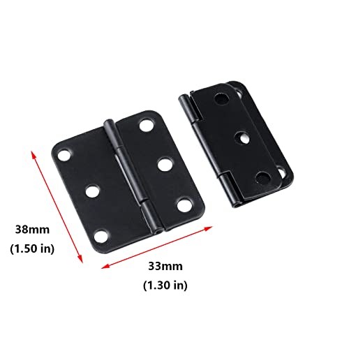 Antrader Door Hinges, 12-Pack Cabinet Gate Closet Folding Hinge, 1-1/2'' Long Home Furniture Hardware, Flat Black - color: Black, size: 1.5" x 1.3", 12pcs