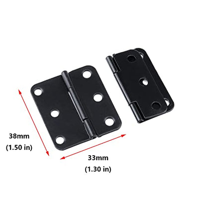 Antrader Door Hinges, 12-Pack Cabinet Gate Closet Folding Hinge, 1-1/2'' Long Home Furniture Hardware, Flat Black - color: Black, size: 1.5" x 1.3", 12pcs