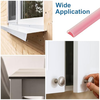 PATIKIL Silicone Weather Stripping Door Seal, 19.7 ft D Shape Weather Stripping Self Adhesive Door Seal Strip for Door Frame, Window Sealing, Large Gap, 15/32" Wx5/128 Tx15/64 H, Clear/Red - size: 19.7 ft Long, 15/32"Wx5/128"Tx15/64"H