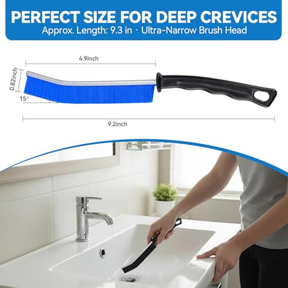 [5 Pack] Crevice Cleaning Brush, Hard Bristle Grout Cleaner Brush, Ultra-Thin Gap Cleaning Tool, Window Track Cleaner with Anti-Slip Handle, Deep Reach Scrub Brush for Bathroom Kitchen