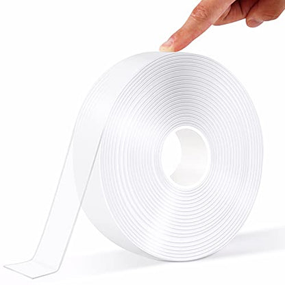 CLAVICHORD Double Sided Tape Heavy Duty - Upgraded Removable Clear Mounting Nano Tape Multipurpose Strong Adhesive Wall Sticky Tape Transparent Carpet Poster Picture Hanging Strip (1’’x16.5FT) - size: 1”