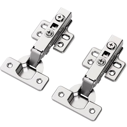 10pcs Full Overlay Cabinet Hinge Frameless Concealed Door Hinges European Soft Closing Four-Hole Mounting Plate Hinges Nickel Plated Finish - color: Full Overlay, size: 5 Pairs