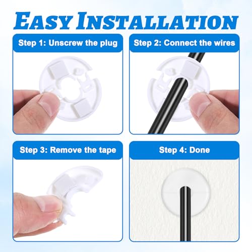 4 Pcs Wall Grommets for Cables, Diameter 1.57 Inch White Wall Cable Pass Through Portable Plastic Cable Pass Through Grommet Cover Snap on Walls Bushing Cover for Furniture Wire Hole