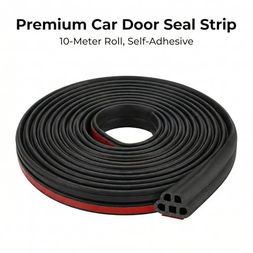 5-Hole 33ft/10m Automotive Weatherstrip Seal, Double Layer Rubber Door Edge Guard, Self-Adhesive Sound Deadening Seal Strip for Car, SUV, Truck Door Gap Protection (Black)