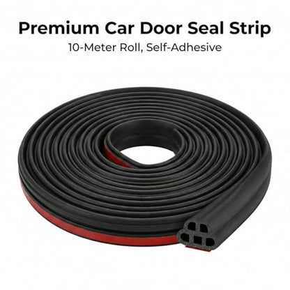 5-Hole 33ft/10m Automotive Weatherstrip Seal, Double Layer Rubber Door Edge Guard, Self-Adhesive Sound Deadening Seal Strip for Car, SUV, Truck Door Gap Protection (Black)
