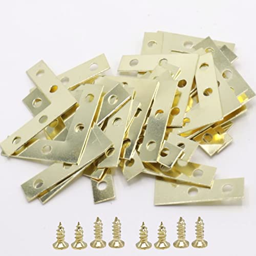 40 Pack Gold L Corner Brackets, 1.5x1.5inch Small Decorative Iron Corner Braces for Wood, Metal Flat Bracket Braces for Furniture, Shelf Support, Home and DIY Projects - size: Gold