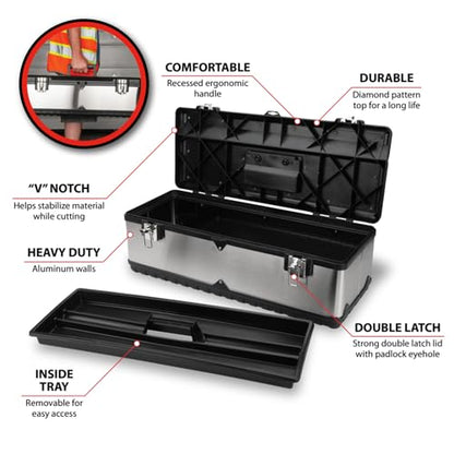 Performance Tool W54026 26-Inch Steel Tool Box With Removable Tote - size: 26", style: Steel Tool Box
