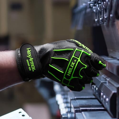 HexArmor Helix 3027IMP Liquid-Resistant Impact Gloves – ANSI A7 Cut Protection, IR-X® Impact Exoskeleton, 21-Gauge Dexterity, Full Nitrile Coating, Touchscreen Compatible, High-Grip Sandy Palm - color: Helix 3027imp, Black, A7 Cut Resistance, Liquid-resis