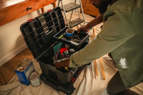 Keter Stack-n-Roll 3-Piece Rolling Tool Storage System – Includes Dolly, Tool Box & Deep Power Tool Case | Modular Mobile Tool Organizer | Stackable Design for Garage, Jobsite & Workshop - size: 3PC with Dolly