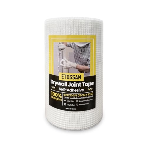 Drywall Joint Tape 6 Inch x 150FT Self-Adhesive Fiberglass Mesh Tape for Wall Crack Repair & Drywall Finishing