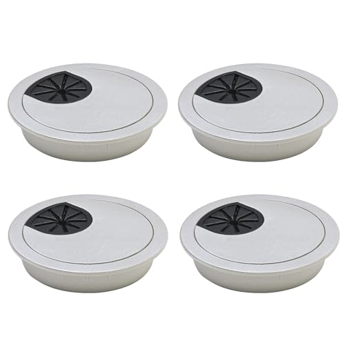 Desk Grommet 2-3/8" (60 mm), Desk Cord Hole Cover, Cable Grommet ABS Plastic, Desk Hole Grommet for Office and Home Table Cable, Detachable Cable Cord Organizer (Silver Sand 4 Pcs) - size: 2-3/8" (60 mm), style: 4 pcs Silver Sand