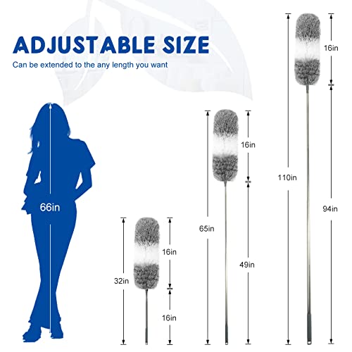 Microfiber Feather Dusters for Cleaning, Extendable Duster with 110" Extension Pole & 2pcs Replaceable Bendable Head, Cleaner Supplies Duster Tool for Ceiling Fan Furniture Cars Home Kitchen Gadgets - size: 3 Pcs Microfiber Dusters