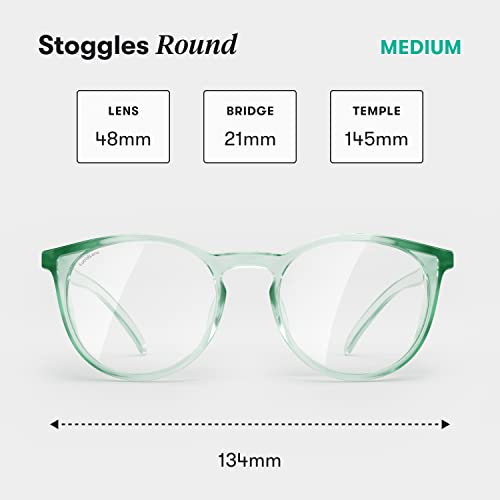 Stoggles Round Z87.1 Certified Polycarbonate Safety Glasses, Scratch & Shatter-Proof, Blue-Light & UV Blocking Lens, Top & Side Shields, Anti-Fog Dip Coated, Durable, Protective & Stylish Eyewear - color: Jade
