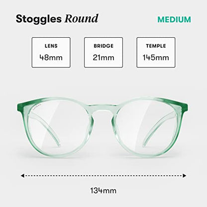 Stoggles Round Z87.1 Certified Polycarbonate Safety Glasses, Scratch & Shatter-Proof, Blue-Light & UV Blocking Lens, Top & Side Shields, Anti-Fog Dip Coated, Durable, Protective & Stylish Eyewear - color: Jade