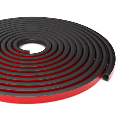 Weather Stripping Door Seal, Self Adhesive Weather Strip Silicone D Shaped Seal Strip for Door Frame and Window Seal, Suitable for Gap from 3mm to 6mm(Size:20Ft, 3/8" W×1/4" T, Black) - size: S (3/8"W × 1/4“T）20Ft